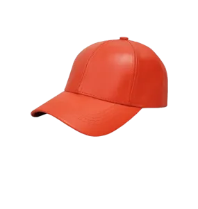 Emstate Orange Men's Genuine Cowhind Leather Adjustable Baseball Cap