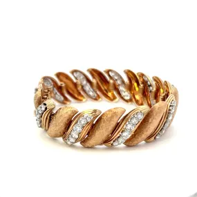 Estate 14KT Yellow Gold Retro Era Diamond Bracelet