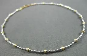 ESTATE LONG 14KT TWO TONE GOLD DIAMOND CUT BALL WRIST / ANKLE BRACELET #24692