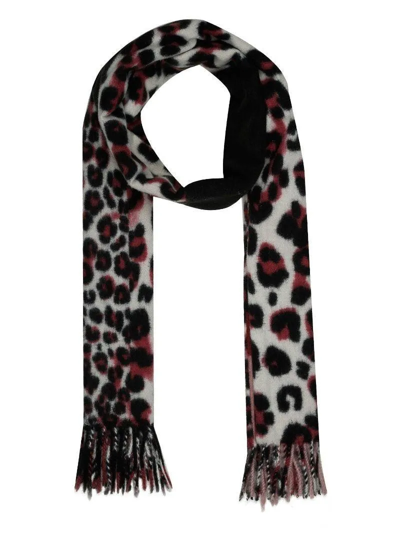 FabSeasons Maroon Leopard Printed Acrylic Woolen Scarf For Women