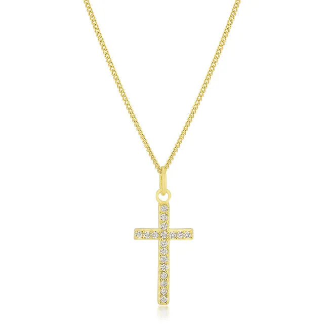 Fae CZ Cross Gold Pendant | 0.2ct