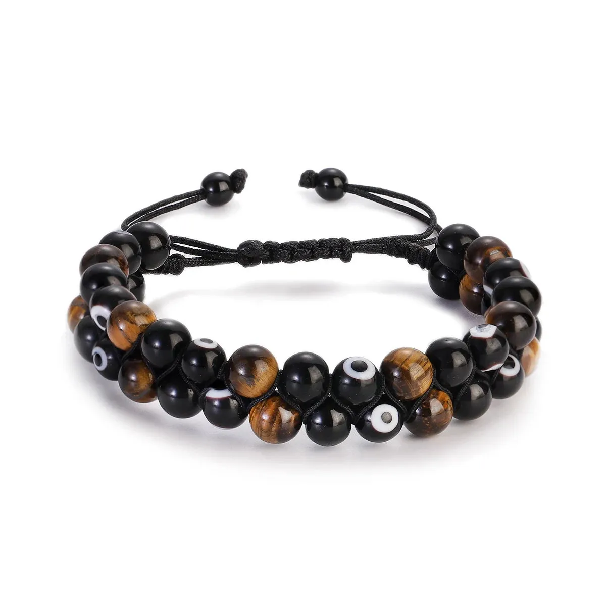 Fashion Men Tiger Eye Natutal Stone Beaded Braided Bracelet Bangles Handmade Double Layer Lapis Lazuli Bracelets Hommes