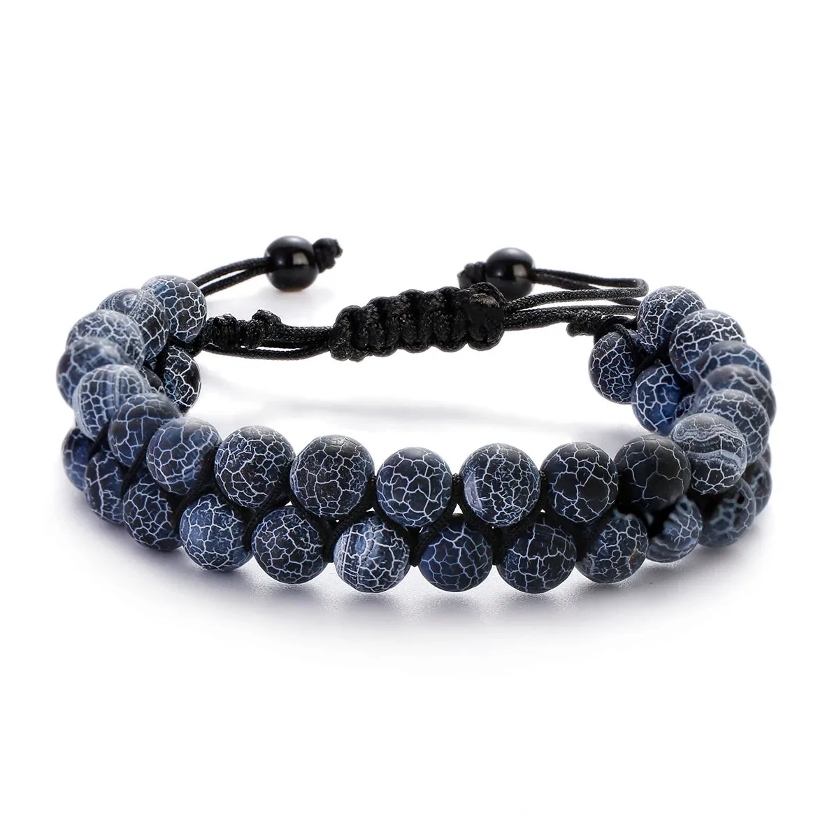 Fashion Men Tiger Eye Natutal Stone Beaded Braided Bracelet Bangles Handmade Double Layer Lapis Lazuli Bracelets Hommes