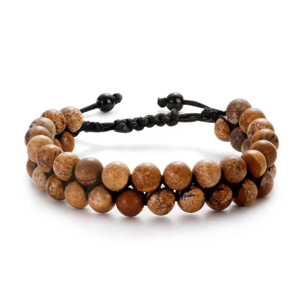 Fashion Men Tiger Eye Natutal Stone Beaded Braided Bracelet Bangles Handmade Double Layer Lapis Lazuli Bracelets Hommes