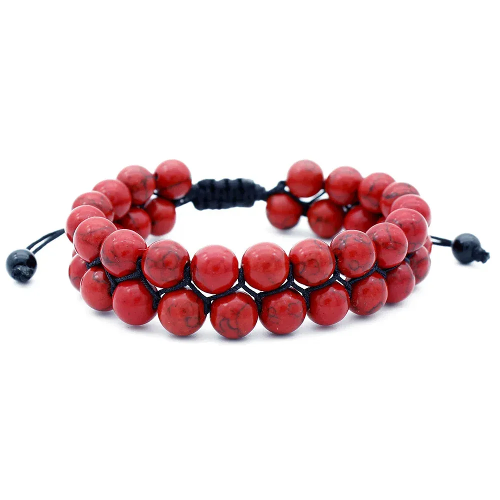 Fashion Men Tiger Eye Natutal Stone Beaded Braided Bracelet Bangles Handmade Double Layer Lapis Lazuli Bracelets Hommes