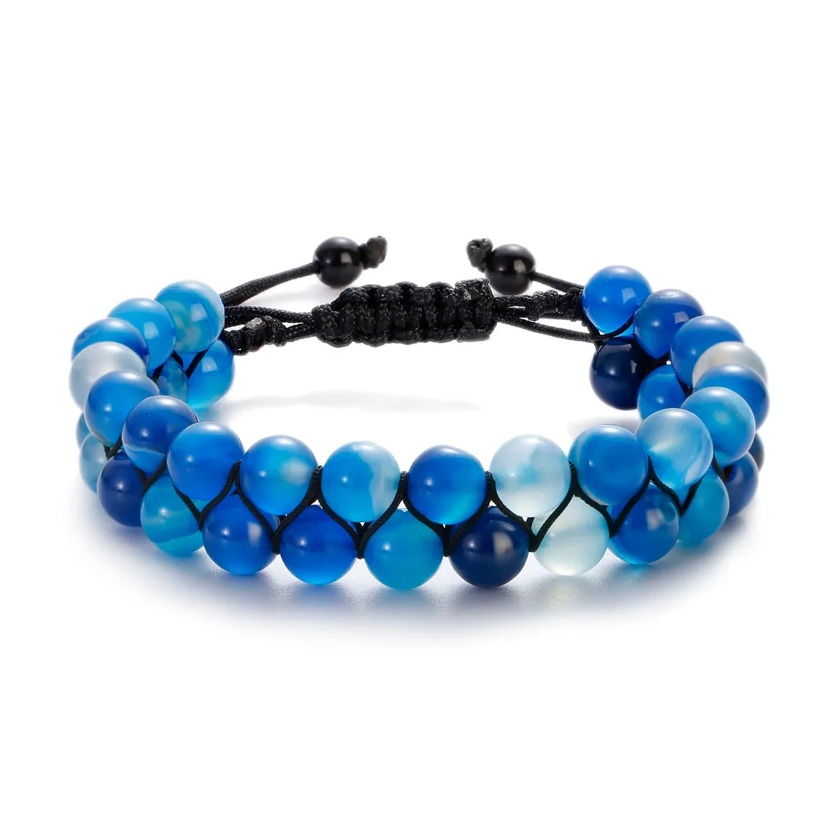 Fashion Men Tiger Eye Natutal Stone Beaded Braided Bracelet Bangles Handmade Double Layer Lapis Lazuli Bracelets Hommes