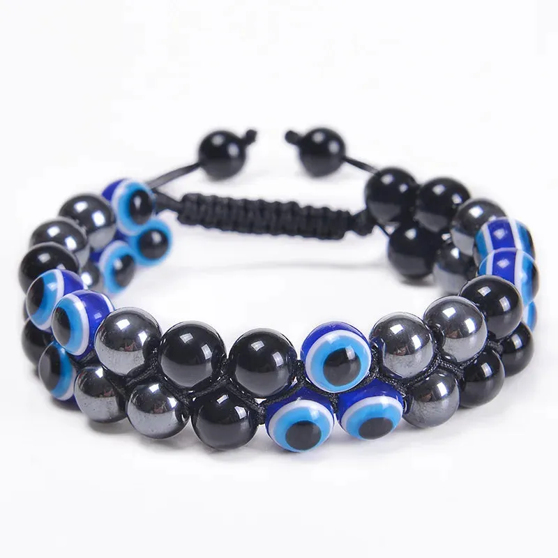 Fashion Men Tiger Eye Natutal Stone Beaded Braided Bracelet Bangles Handmade Double Layer Lapis Lazuli Bracelets Hommes