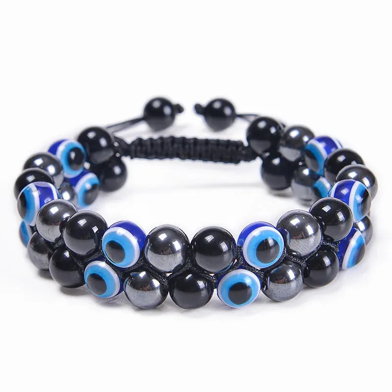 Fashion Men Tiger Eye Natutal Stone Beaded Braided Bracelet Bangles Handmade Double Layer Lapis Lazuli Bracelets Hommes