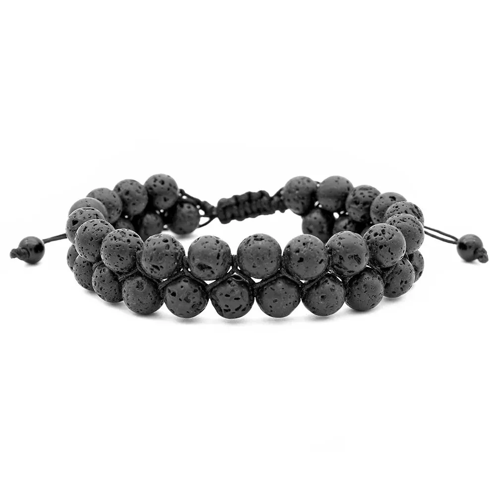 Fashion Men Tiger Eye Natutal Stone Beaded Braided Bracelet Bangles Handmade Double Layer Lapis Lazuli Bracelets Hommes