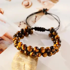 Fashion Men Tiger Eye Natutal Stone Beaded Braided Bracelet Bangles Handmade Double Layer Lapis Lazuli Bracelets Hommes