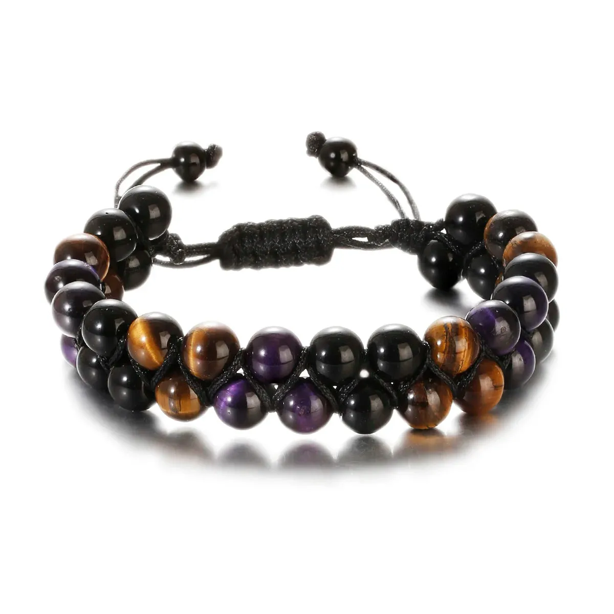 Fashion Men Tiger Eye Natutal Stone Beaded Braided Bracelet Bangles Handmade Double Layer Lapis Lazuli Bracelets Hommes