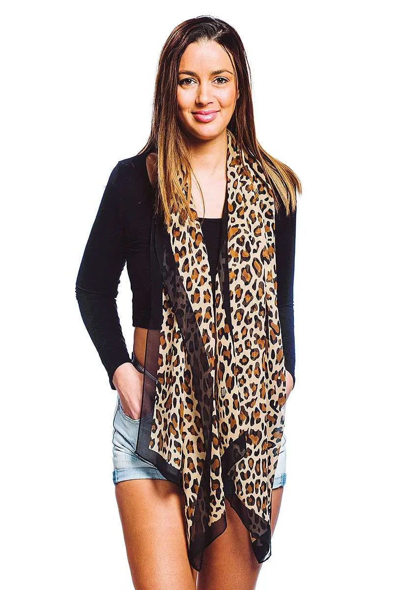 Fashion Silky Leopard Print Oblong Scarf