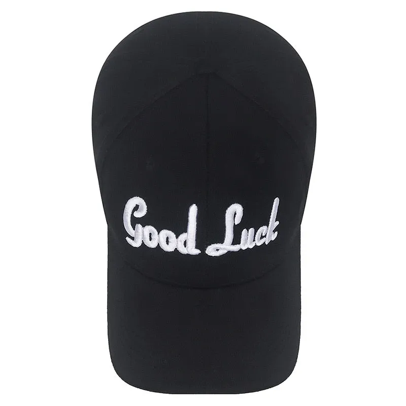 Fashion Women Men Cotton Baseball Caps Male Lady Cool Letter Good Luck Embroidery Sport Visors Snapback Hat For Women Men