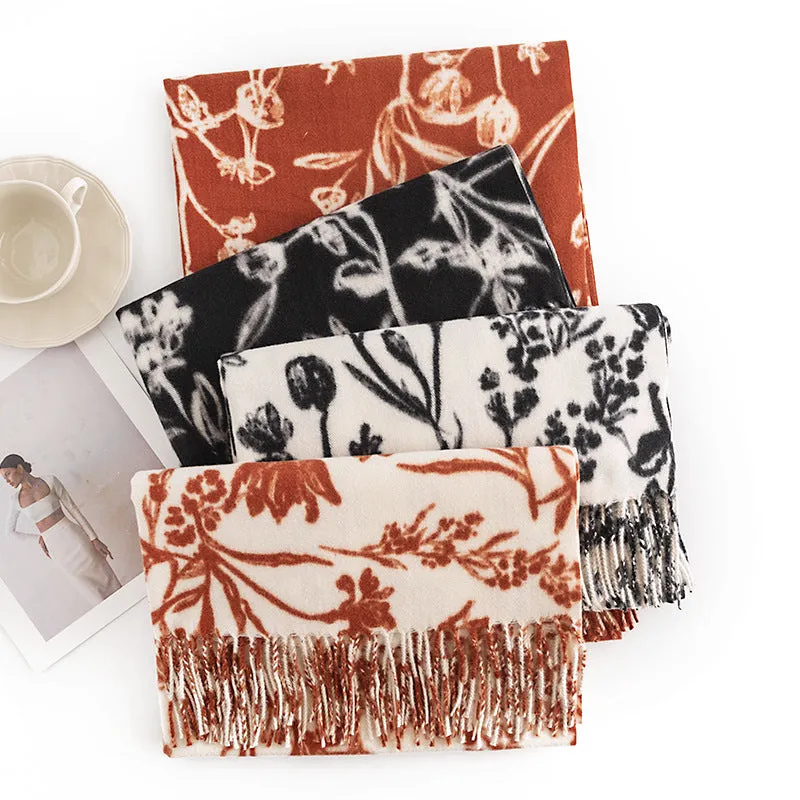 FH22-5005 Floral printed winter scarf