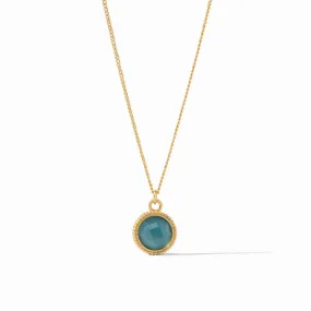 Fleur-de-Lis Solitaire Necklace - Iridescent Peacock Blue