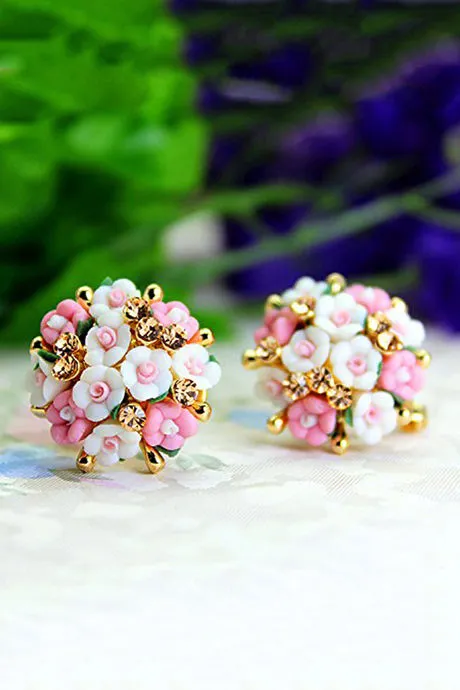 Floral Blossom Earrings for Women | Handmade Resin Earrings with Small Engraved Flowers