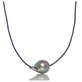 Fresh Water Pearl Bead Adjustable Leather Necklace