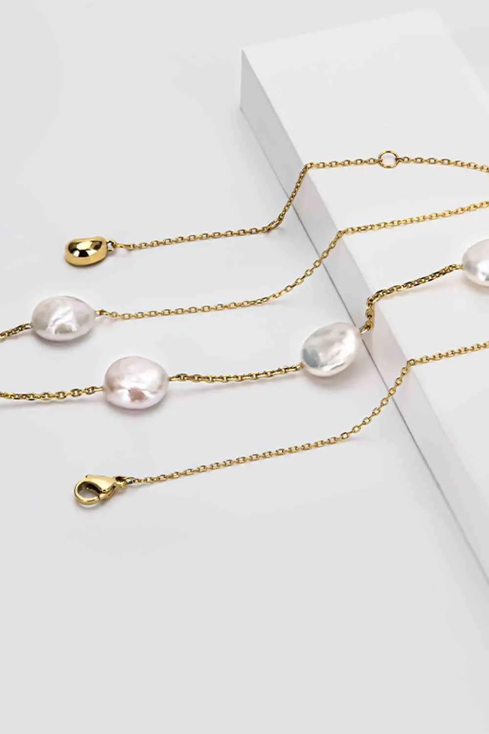 Freshwater Pearl 18K Gold Plated Necklace Stainless Steel Jewelry