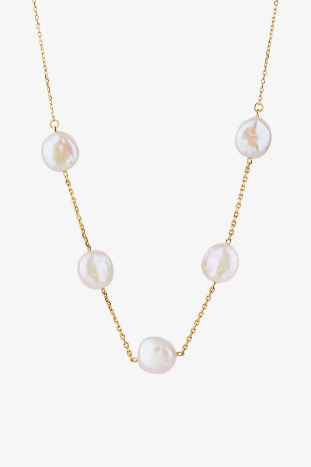 Freshwater Pearl 18K Gold Plated Necklace Stainless Steel Jewelry