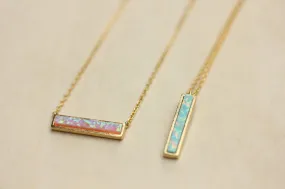 Gemstone Opal Bar Necklace