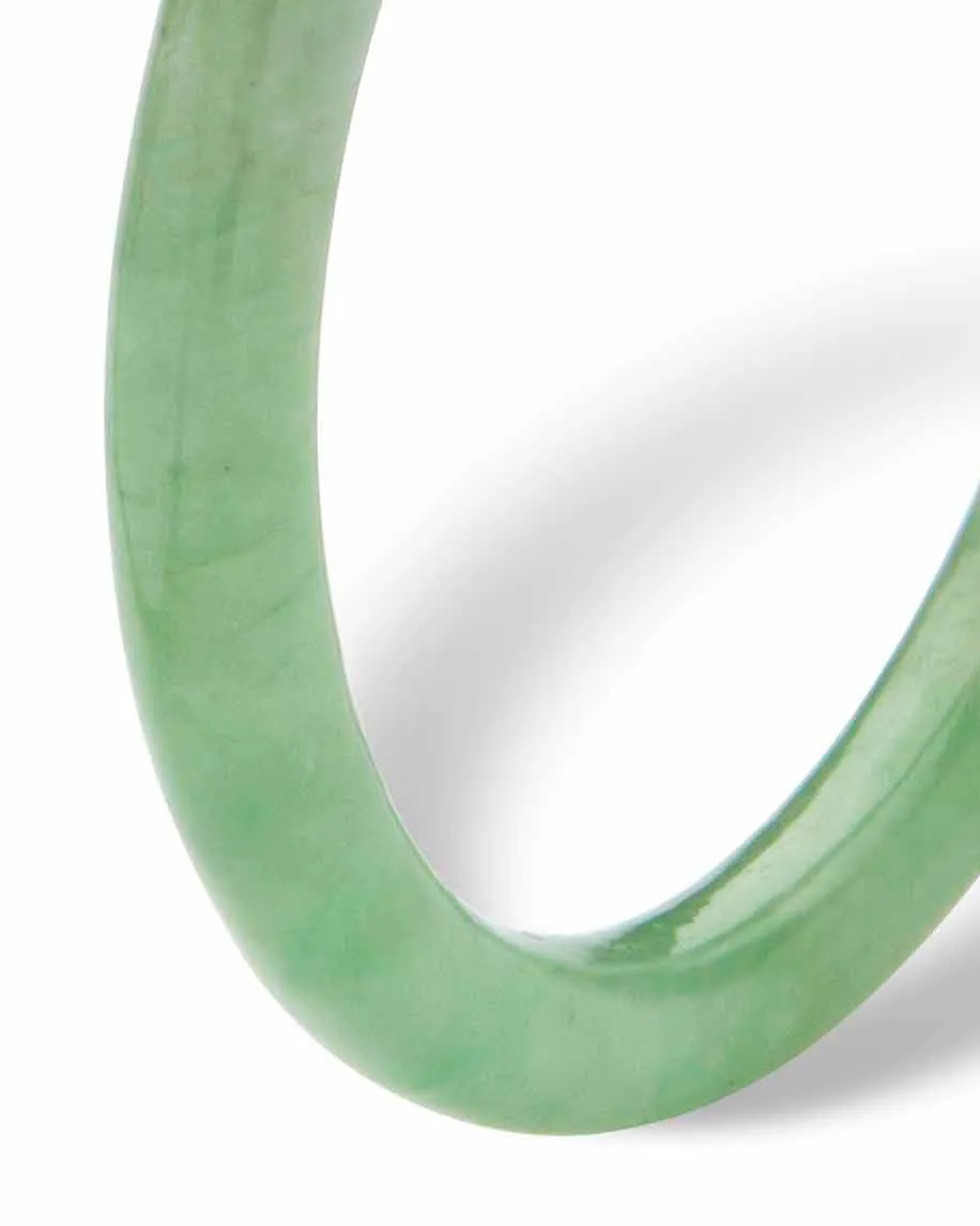 Genuine Green Jade 10k Yellow Gold Hoop Earrings | Green