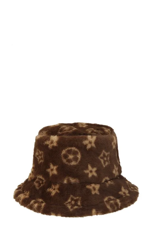 Geometric Pattern Fur Bucket Hat