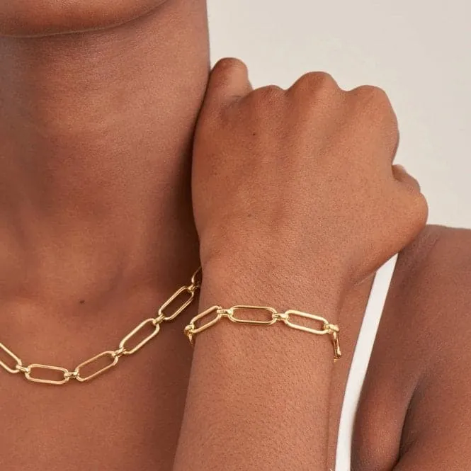 Gold Cable Connect Chunky Chain Bracelet B046-02G