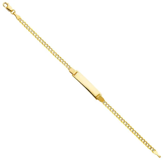 Gold ID Bracelet Cuban Link Chain Diamond Cut 2.5MM Model-AB110