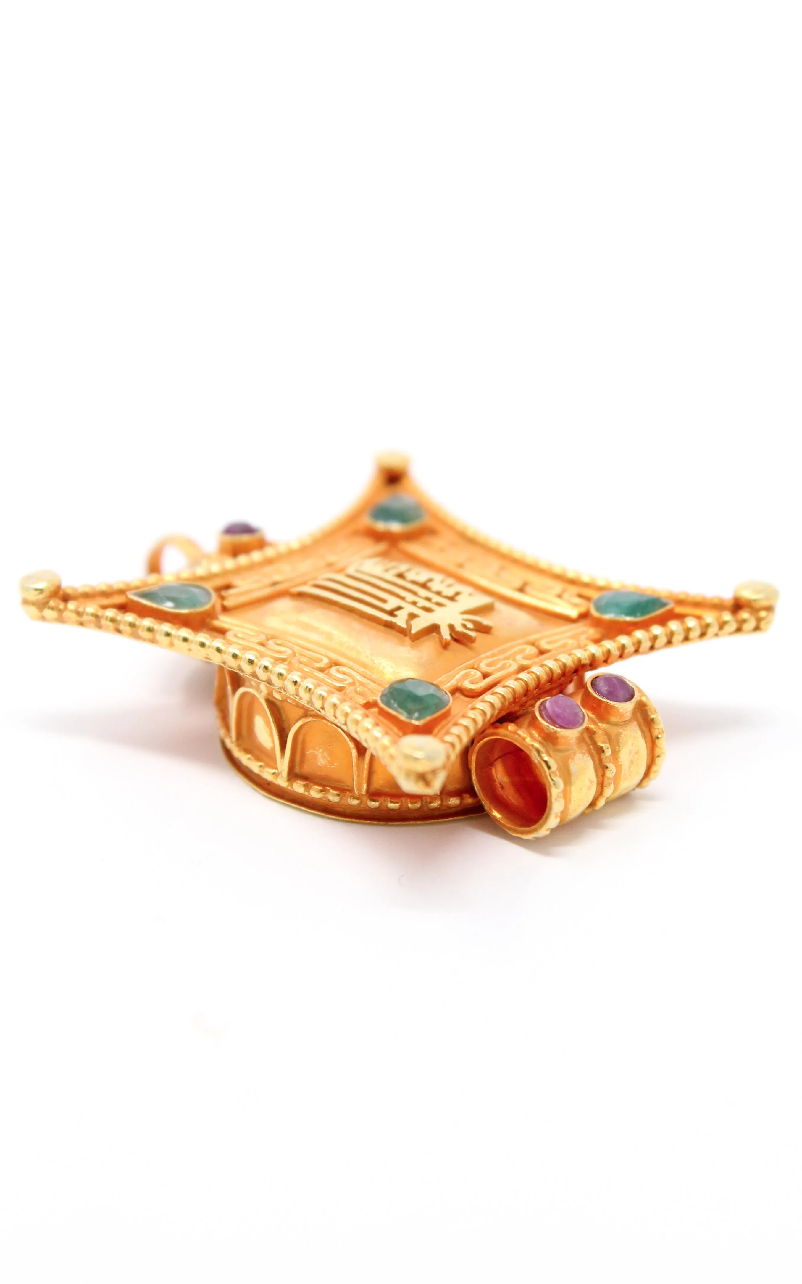 Gold Kalachakra, Wheel of Time Locket Pendant