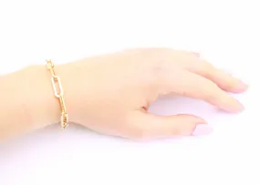 Gold Large Paperclip Bracelet, Gold Charm Bracelet, Layering Bracelet, Adjustable Gold Chain Bracelet, Christmas Gift, Minimalist Jewelry