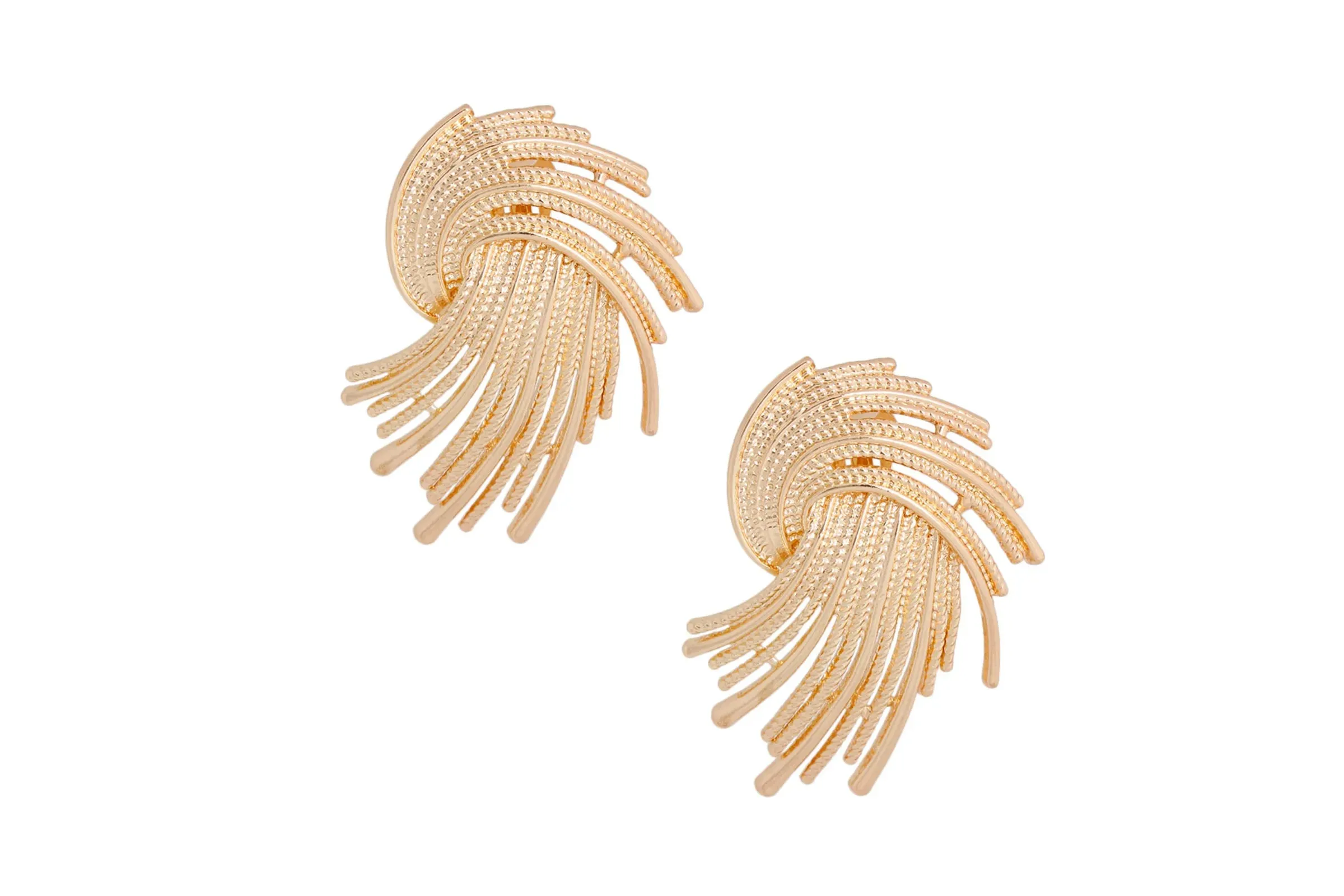 Gold Metal Rope Clip Ons Earrings