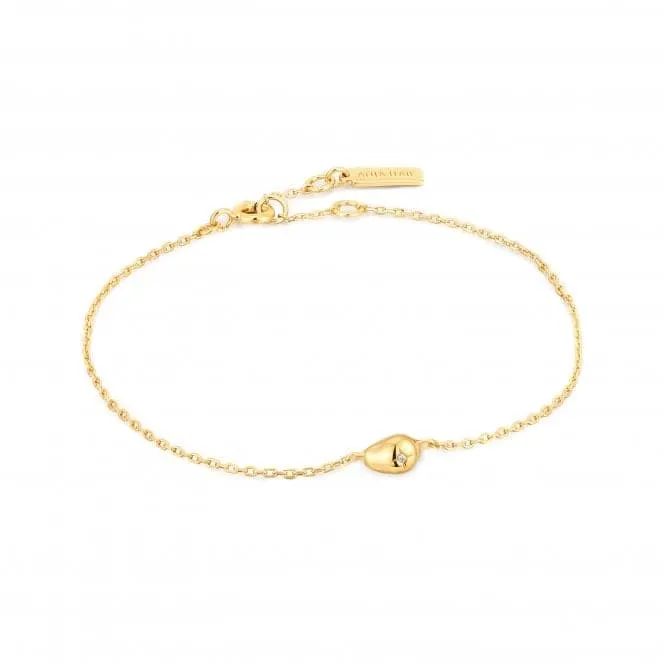 Gold Pebble Sparkle Chain Bracelet B043-04G