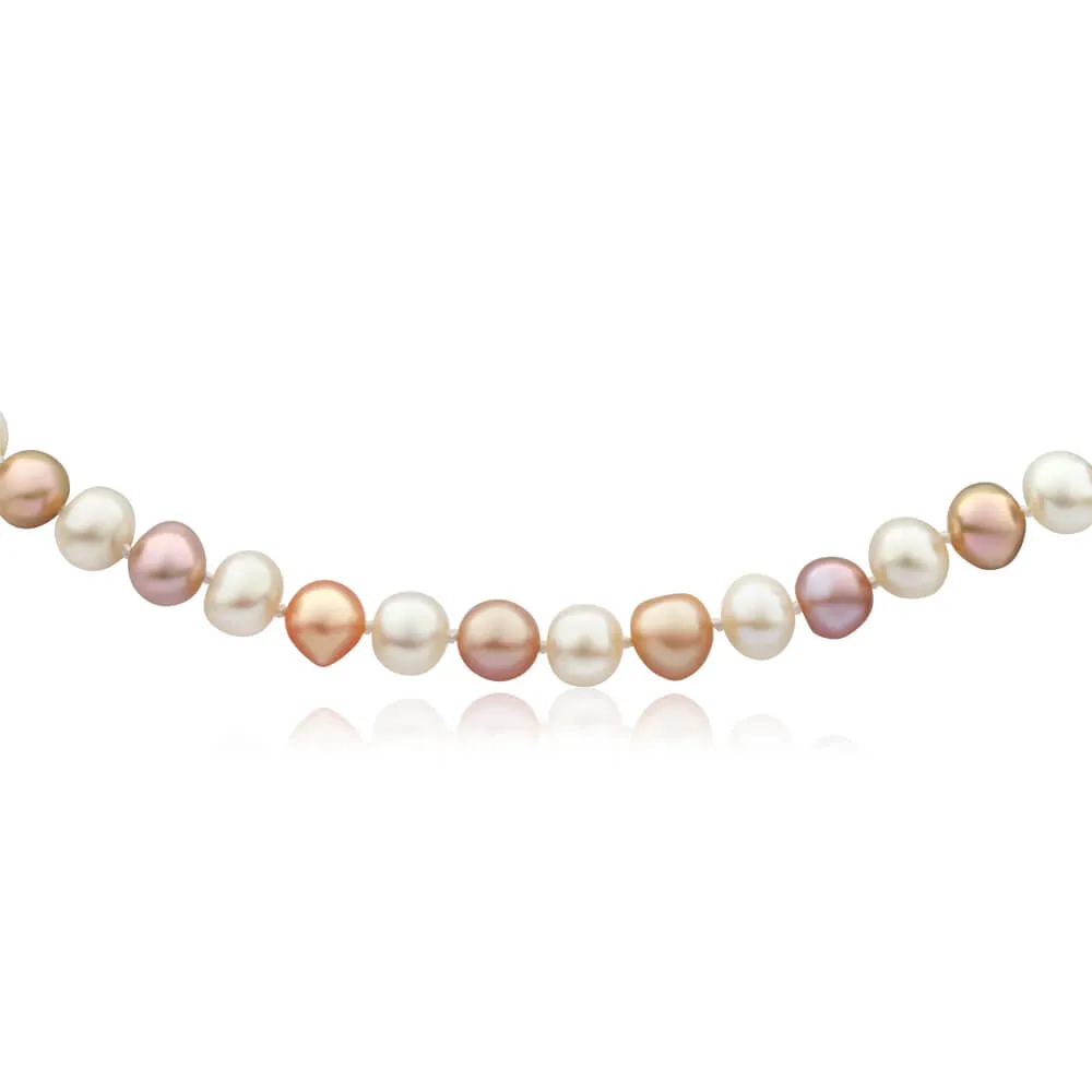 Gold Plated Sterling Silver Mixed Colour Freshwater Pearl Necklace