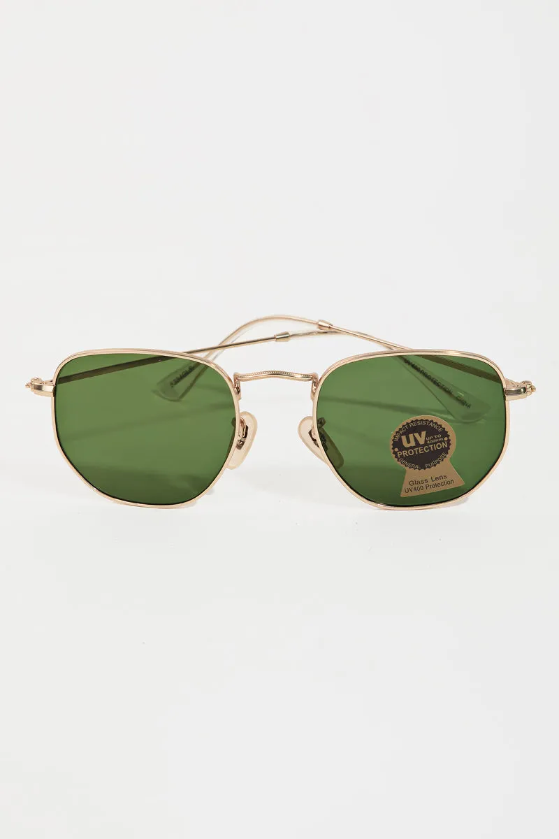 Gold Small Aviator UV Sunglasses