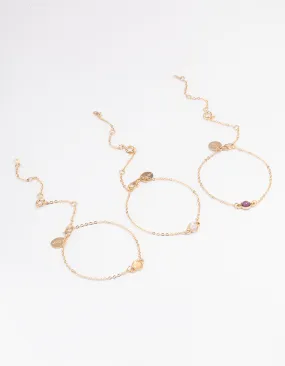 Gold Stone Bracelet & Anklet Set