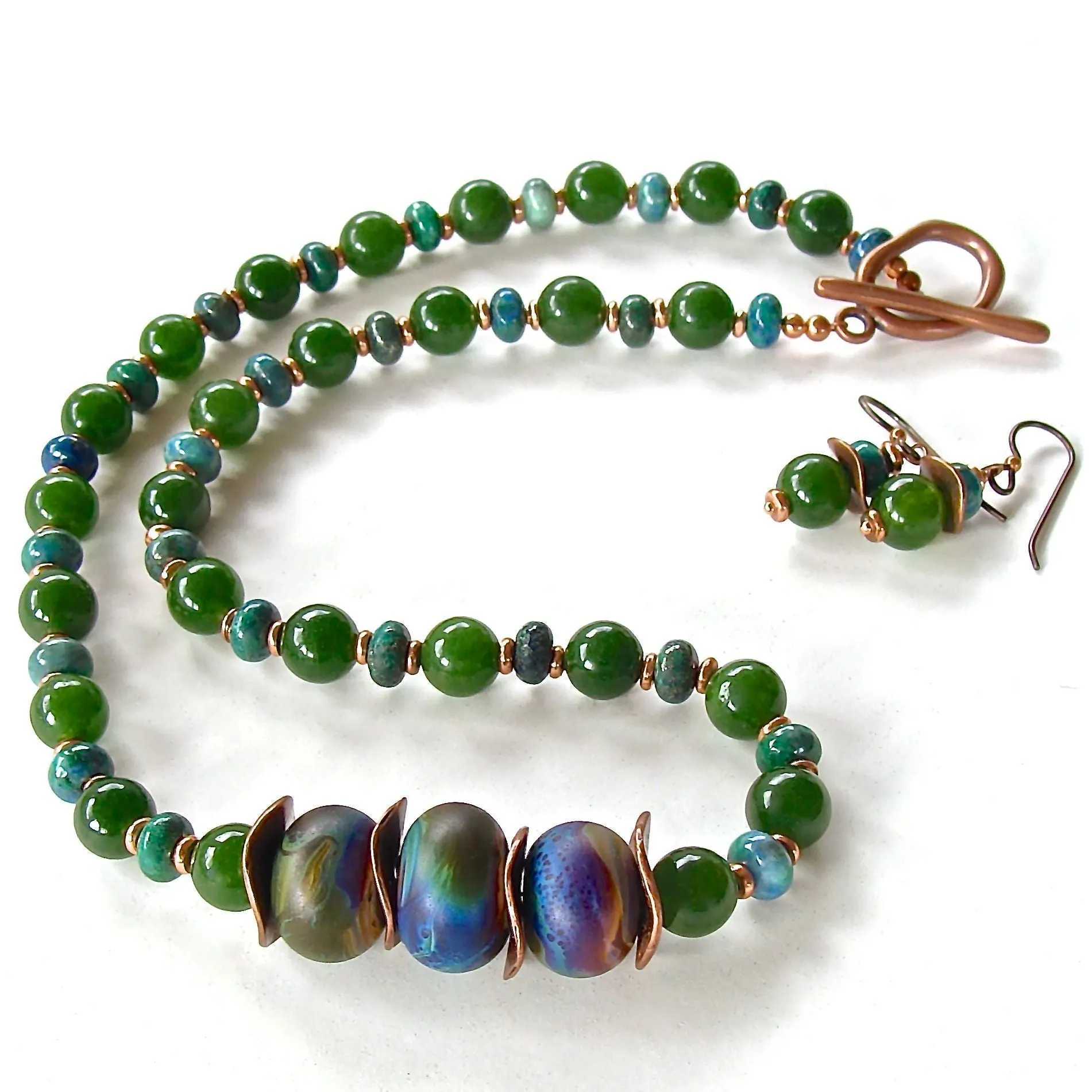 Green Acres: 18" Lampwork Glass Beads