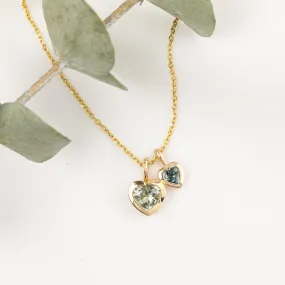 Green Sapphire Heart Necklace 14K Gold