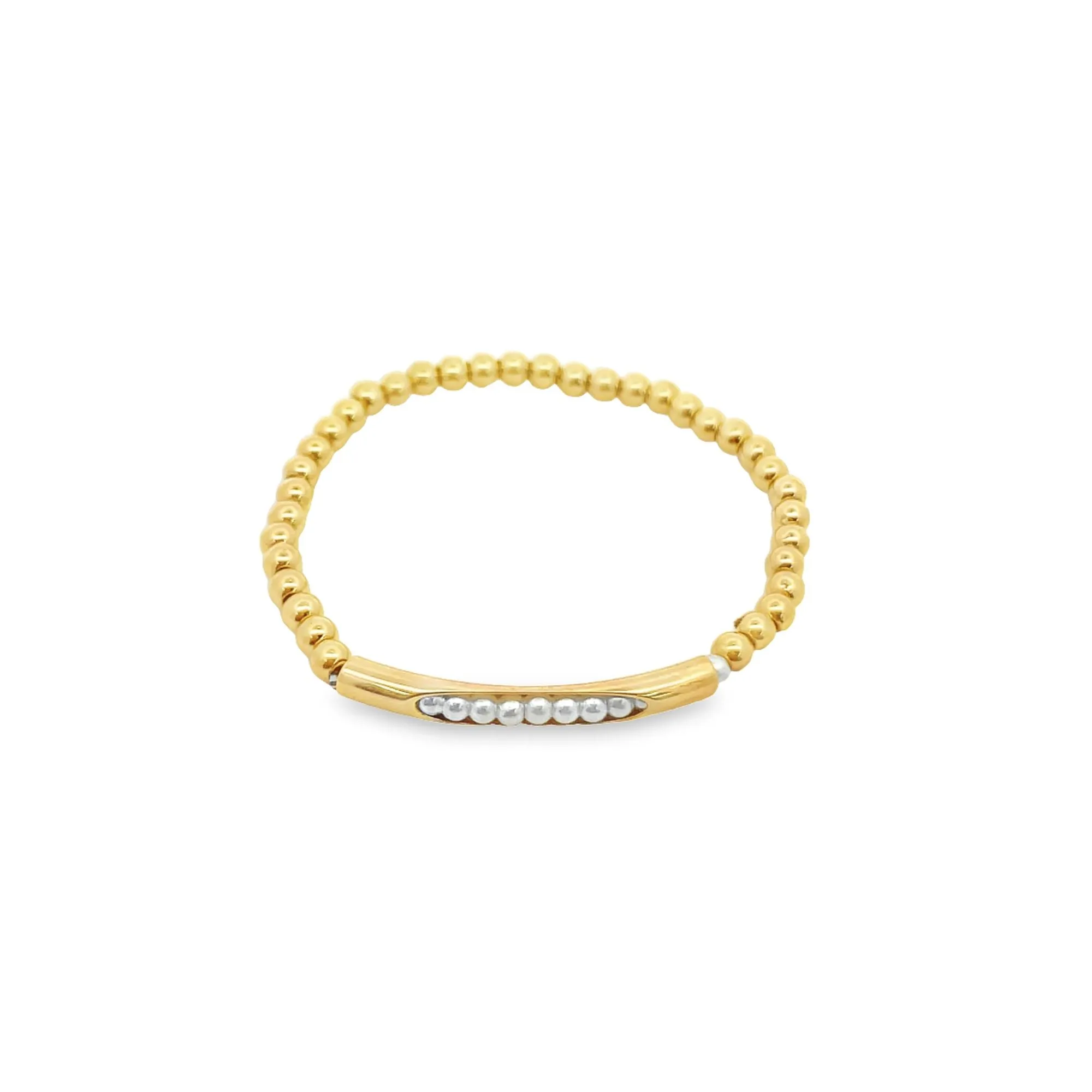 Half Gold Half Pearl Bracelet (I387)