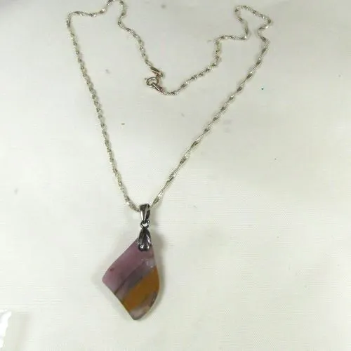 Handcrafted Designer Cut Agate Gemstone  Pendant Necklace Timeless