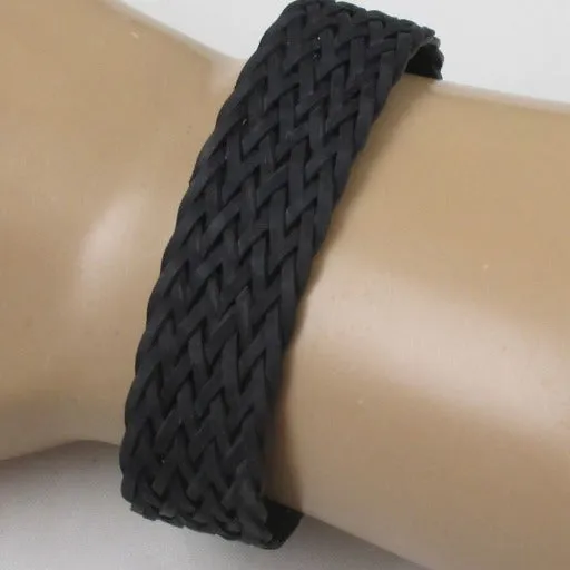 Handcrafted Men's Black Braided Leather Bracelet