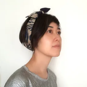 Head scarf, Japanese Kimono fabric, Wave