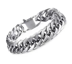 Heavy Curb Link Bracelet Cuban Link Chain Bracelet Men's Bracelet Stainless Steel 8in.