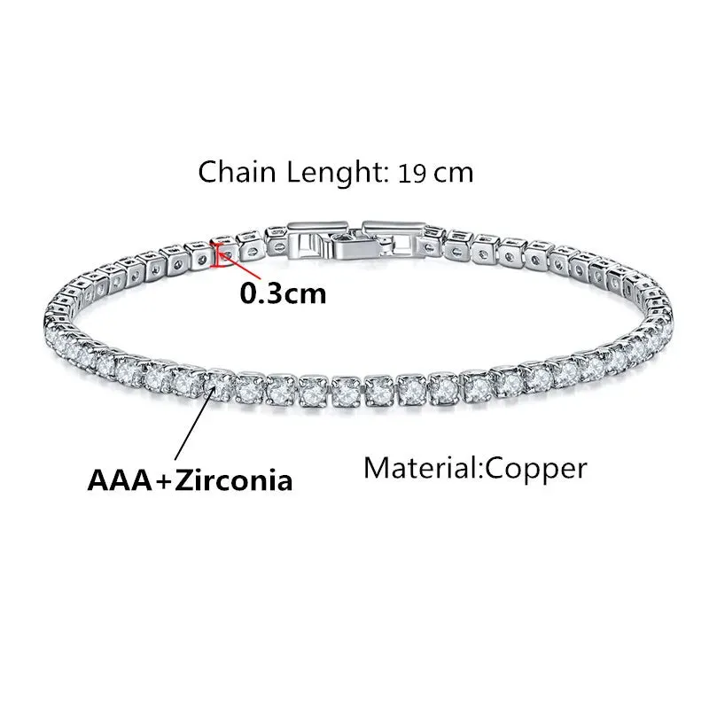 Hip Hop Bling Iced Out Cubic Zirconia Bracelet Tennis Chain Bracelets Women Men CZ Link Chain BFF Jewelry White Black Pulseras