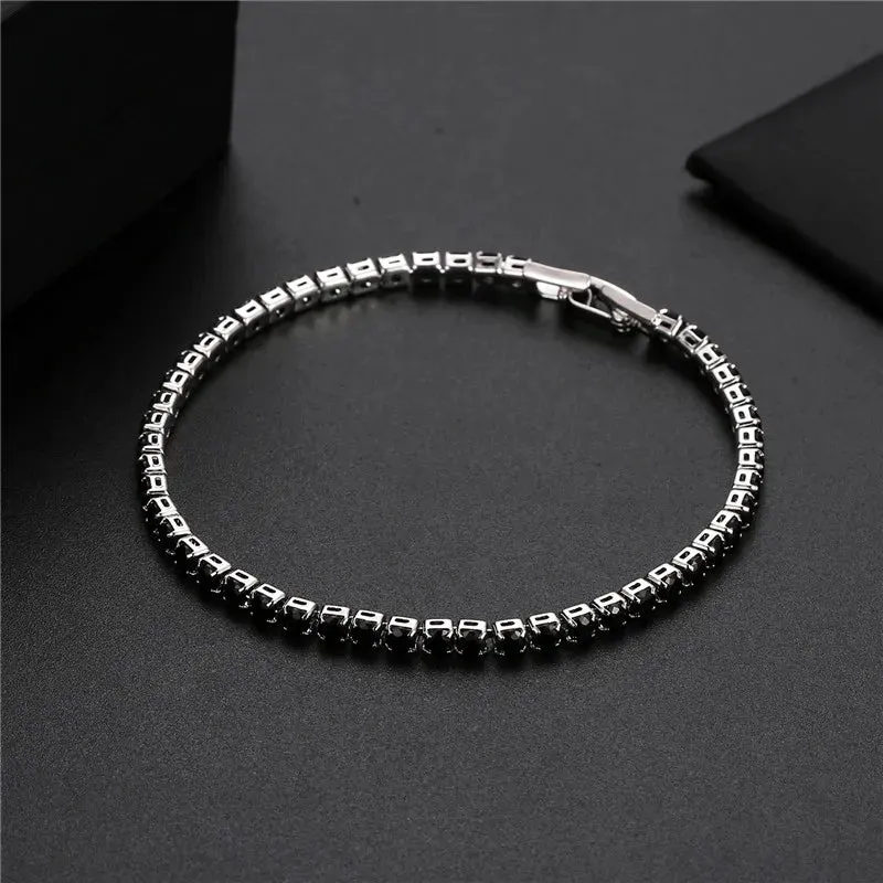 Hip Hop Bling Iced Out Cubic Zirconia Bracelet Tennis Chain Bracelets Women Men CZ Link Chain BFF Jewelry White Black Pulseras