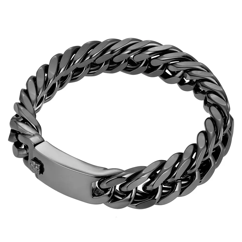 Hip-Hop Cuban Chain Double Button Bracelet Men's Alloy Atmospheric Bracelets Personality Thicker Version Bracelet 2021 Jewelry