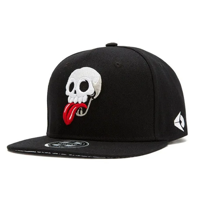 Hip Hop Funny Skull Embroidery Baseball Snapback Cap