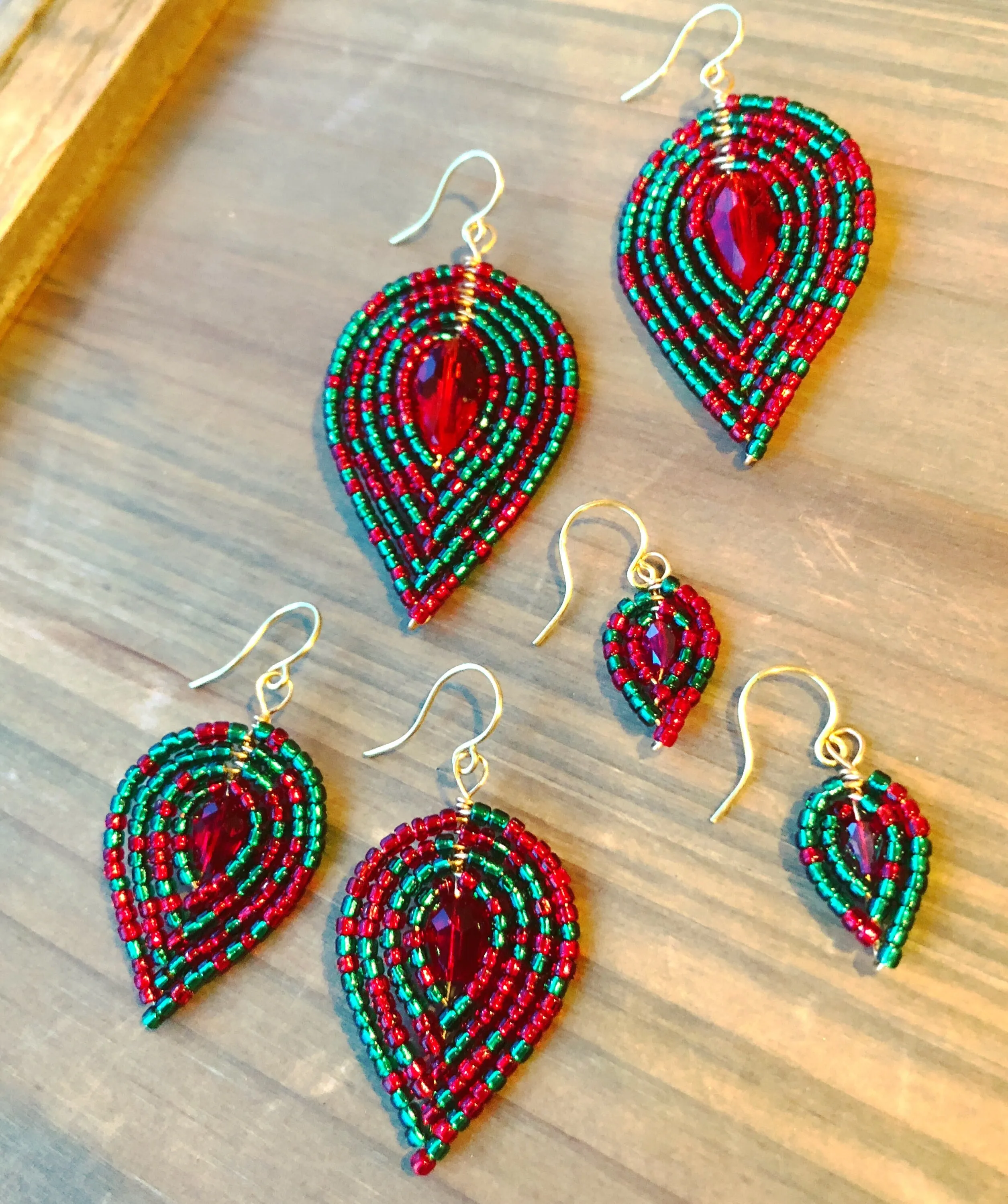 Holiday Beaded Petal Earrings