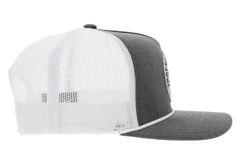 Hooey  "John Wayne" Grey & White Snap Back Trucker Ball Cap 2365T-GYWH