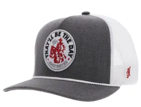 Hooey  "John Wayne" Grey & White Snap Back Trucker Ball Cap 2365T-GYWH