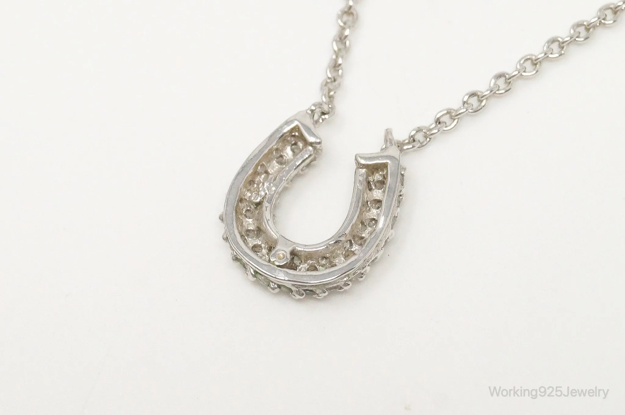 Horse Shoe Cubic Zirconia Sterling Silver Necklace